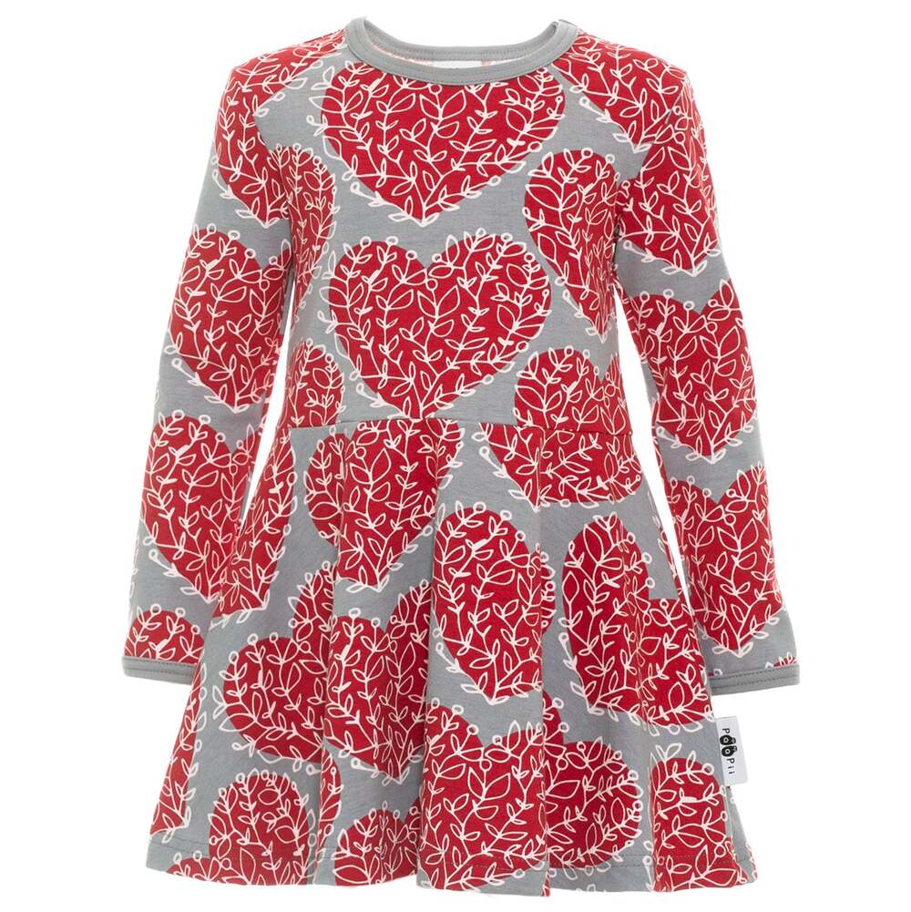 Paapii Organic Cotton Heart Print Skater Dress | Size 2Y